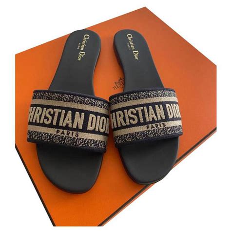 dior blue sandals|christian Dior slides navy blue.